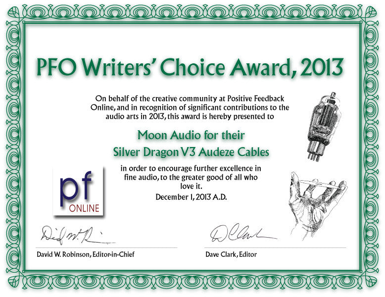 2013 PFO Writers' Choice Award - Silver Dragon V3 Premium Audeze