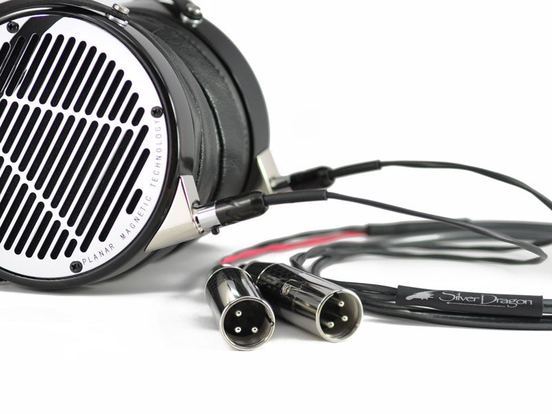 Silver Dragon Premium Cable for Audeze w/ Furutech CF-601 Male Dual 3 Pin XLR's